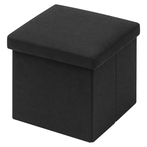 Siège repose-pieds avec coffre de rangement cube en lin