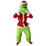 Halloween Costume for Men Green Monster Costumes with Mask Furry Adult Suit Christmas Outfit