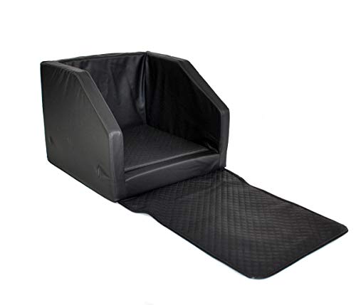 Mayaadi-Home Hundeautositz Beno Hundesitz Hundebett Autokörbchen Autositz Kunst Leder Auto Sitz Wasserdicht Waschbar Sicherheitsgurt Schwarz L- (55x90cm)-Hinten