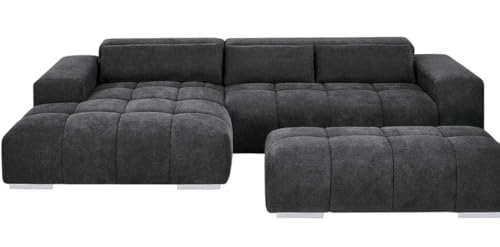 Image of Royale Hand Tufted Seven (3+2+2) Seater Elegant Wooden Base Sofa In Wide Extravagant Fabric, Gives Luxurious Look For Home /Living Room /Office /Guest Room /Hotels, Black