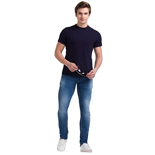 Image of Parx Men's Flat Front Jogger Fit Dark Blue Jeans