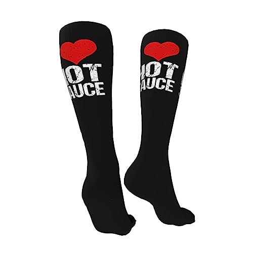 I Love Hot Sauce Knee High Socks For Women Long Tube Socks Athletic Compression Socks Unisex High Socks Girls2