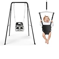 4-in-1 Toddler Swing, Kids Swing Set for Toddler with Baby Jumper for 6m to 6y, Premium Detachable Comfort Seat, Adjustable Height, Indoor/Garden/Outdoor