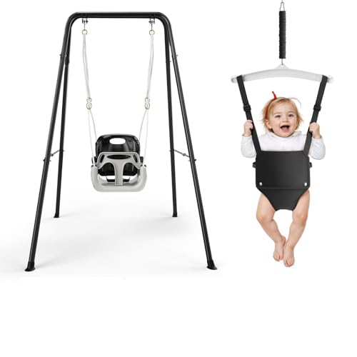 nmoiww Babyschaukel mit Gestell 2-in-1, Kinderschaukel mit Metallständer...