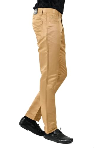 Barabas Men's Shiny Solid Color Chino Casual Pants 26054