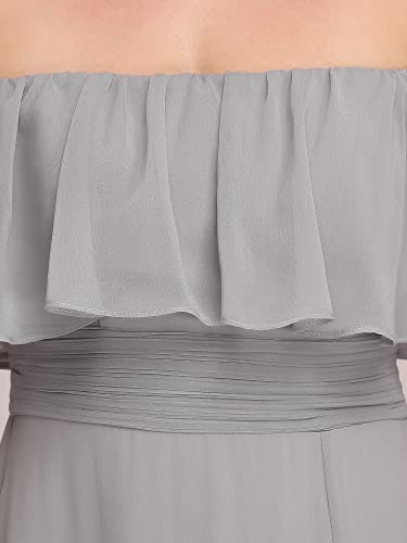 Image of Ever-Pretty Women's Summer Off The Shoulder Flowy Chiffon Formal Wedding Guest Dresses Maxi Side Split Beach Bridesmaid Dress