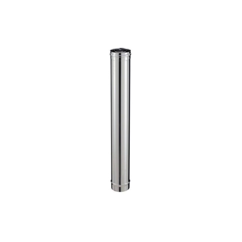 Conduit droit inox pour poele a granules - PGI pour poeles a Pellets - Diametre 80/130 - Longueur 1000 - Finition : Inox