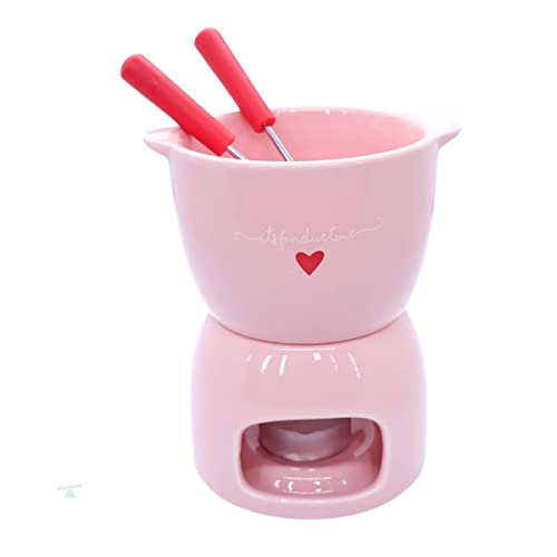 Conjunto para Fondue de Porcelana Hauskraft Lamour Rosa 5 Peças