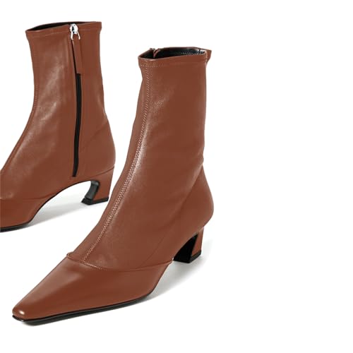 sarawill Women's Square Toe Kitten Heel Ankle Boots Side Zipper Dress Heeled Booties Fall Winter Office Evening Prom Chunky Heel Boots for Women4