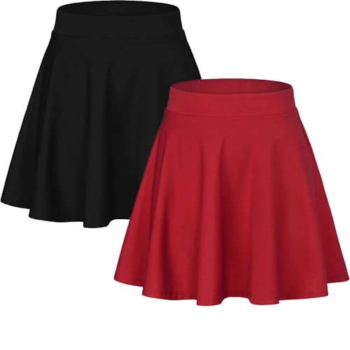 Sweet Hearts Women’s 2-Pack Basic Skater Skirt- Versatile Stretchy Mini Flared Skirt Made In Usa #TOP26