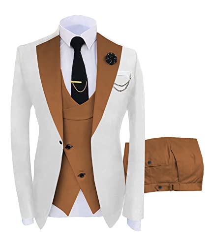 Men's 3 Pieces Suit Slim Fit Tuxedo Suit Formal Business Best Man Wedding Suit Jacket Pants Set4
