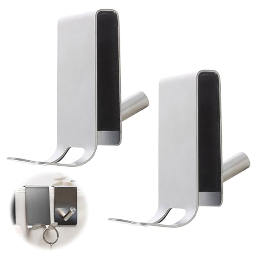 Fine jade2 Portasciugamani doccia parete in vetro doppio gancio doccia per parete in vetro con pad EVA per box doccia, bagno 6-11 mm di spessore porta in vetro senza cornice (acciaio inox spazzolato)