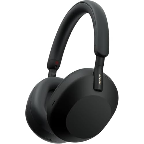 Sony WH-1000XM5 Premium Noise Cancelling Wireless Over-Ear Headphones, Bluetooth, Clear Call Quality, Hi-Res Audio, Up to 30hr Battery Life, Includes Hard Case, iOS & Android - Black