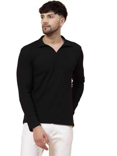 Image of Rigo Printed Casual T-Shirts for Men | Waffle Knit Solid T-Shirt for Men | Full Sleeves T-Shirts for Men
