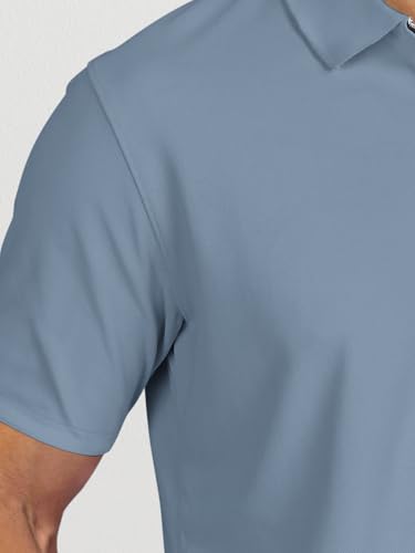 Image of BULLMER Trendy Solid Zipper Collar /Polo Neck Tshirt for Men