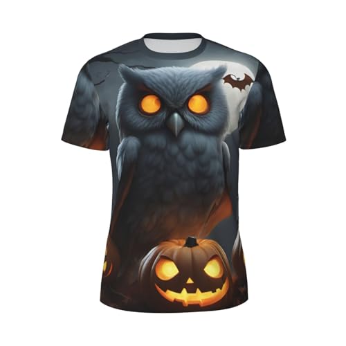 T-shirt à Manches Courtes Homme Halloween Hibou Léger Respirant pour Activités Plein Air