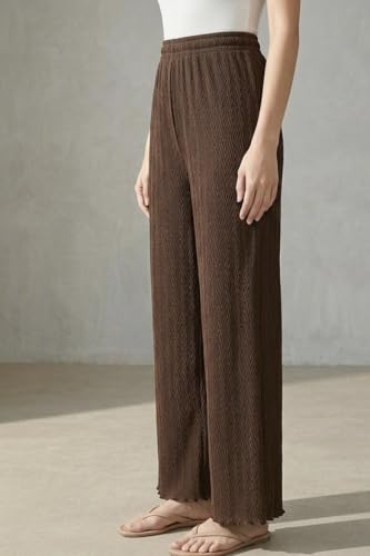 Image of Women Pack of 2 Pleated Palazzo Pants | Free Size (M to 3XL) | Elastic Waist with Drawstring | Soft Stretch Fabric | Casual, Office