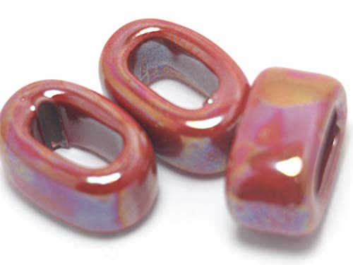 Greek Crafts Pkg of 4 Red Enamel Ceramic Beads Slider for Licorice Leather Cord Bracelets 10X6 mm Greek Crafts Pkg of 4 Red Enamel Ceramic Beads Slider for Licorice Leather Cord Bracelets 10X6 mm