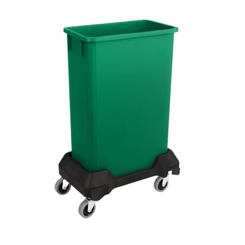 Image of 23 Gallon Slim Rectangular Garbage Can with Wheels - Dark Green