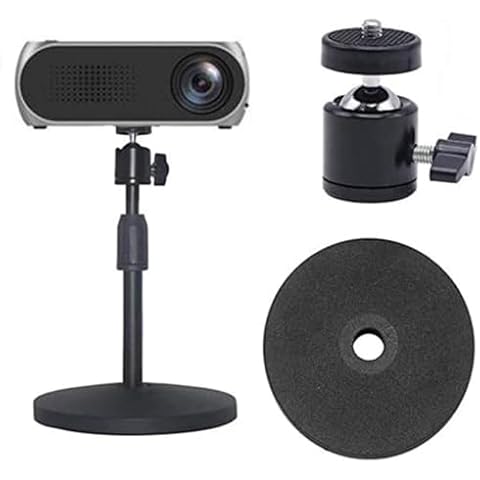 Coret Desktop Mini Projector Stand, for Projector CCTV DVR, Angle Adjustable Mini Projector Stand 3/8in Mounting Screw with 1/4 Screw 360° Rotatable Adapter Ball Head Cover