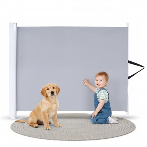 Melko Türschutzgitter Treppenschutzgitter Absperrgitter - ver. Farben - Ausziehbar - für Kinder Hunde Babys Welpen und andere Haustiere - Einrollbar Treppengitter Hundebarrieren Treppenschutzrollo