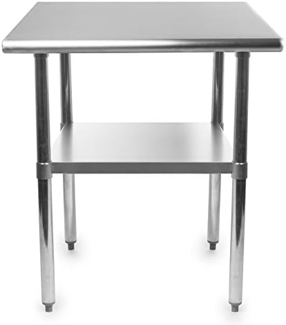 Express KitchQuip NSF Certified Heavy Duty Stainless Steel Prep Table for Home & Commercial Use with Galvanized Shelf, Legs, & Optional Wheels