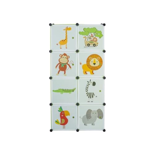 Image of Sunderlook Plastic Wardrobe for Kids Clothes - Professional Collapsible Wardrobe, Easy to Use Foldable Almirah, Plastic Cupboard for Kids for Home (Green-HI, 8 Door)