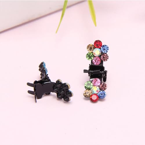 Zufällige Mini-Haarklammer für kleine Hunde, Pflaume mit Strassblüte, zotteliger Hund, Haarschmuck für Mädchen, Malteser, Yorkie-Teddy-Pudel, Haarschmuck, Hochzeit, 12 Stück