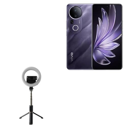 BoxWave Stand and Mount Compatible with vivo S20 Pro - RingLight SelfiePod, Selfie Stick Extendable Arm with Ring Light - Jet Black