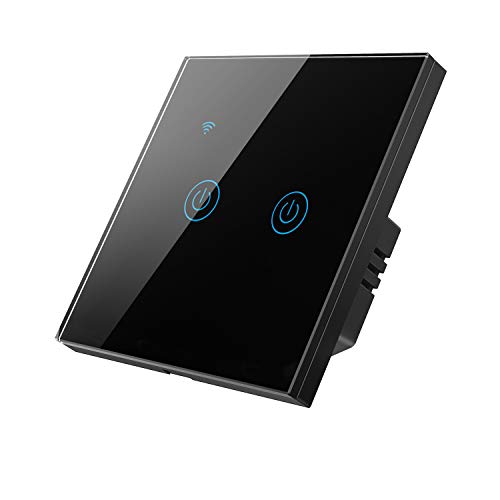 iMiNi Tuya Smart Wifi Touch Light Switch, 170-240V, 1/2/3/4 Gang(2 Gang, Black)