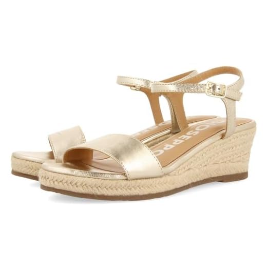 SANDALES EN CUIR COULEUR PLATINE AVEC TALON COMPENSÉ EN JUTE POUR FEMME YALAHA