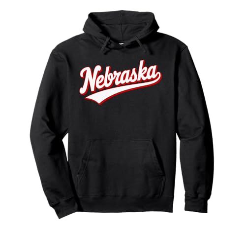 Vintage Nebraska Script Retro Swoosh Mens Womens Tween Pullover Hoodie