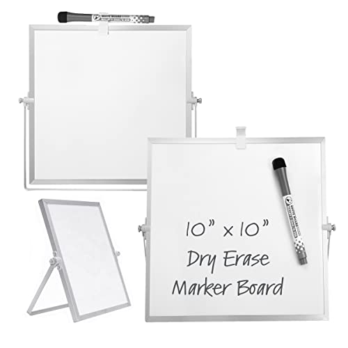 Magnetic Dry Erase Board 10X10 Inch | Portable Double Sided White Board With 360° Adjustable Stand And Black Magnetic Marker #TOP3