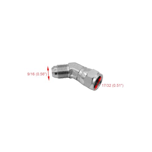 Image of (2-PACK) 6502-06-06 Hydraulic Hose Adapter Fitting 3 /8 inch Male JIC 37Flare (9 /16 inch-18UNF)x 3 /8 inch Female JIC 37 Swivel (9 /16 inch-18UNF) 45Elbow Pipe Joints Tube Connector Carbon Steel