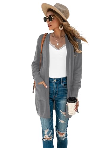 Image of Cardigan Sweaters for Women Long Sleeve Open Front Casual Knit Fall Coat Oversized Soft Outwear with Pockets
