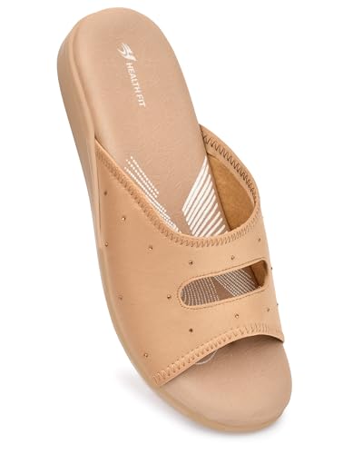 Image of HEALTH FIT EXTRA SOFT Women's Comfortable Memory Foam Doctor Slippers /Flip-Flops|Fashionable Casual & Stylish|Lightweight & Breathable|Outdoor Synthetic Casual Chappals Sandals Ladies & Girls HF25