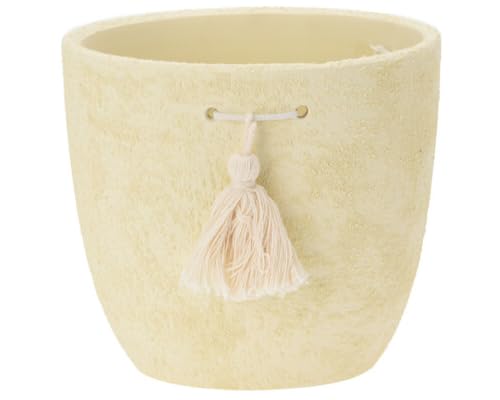 Decorative Small Ceramic Plant Pot Indoor Home House Flower Succulent Cactus Herb Round Planter Cover Holder (Ø Diameter 12cm - Cream)