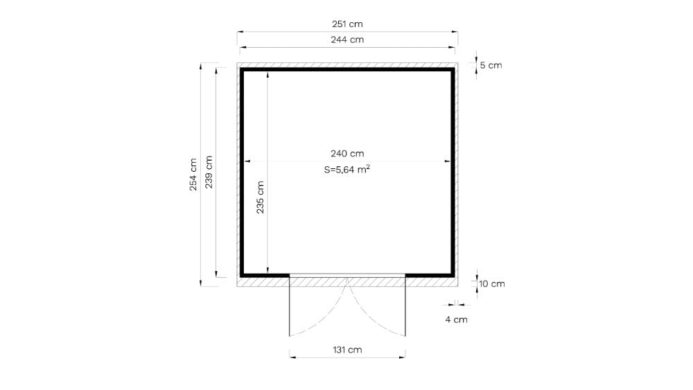 Alpholz Gerätehaus Alster 251x254cm mit 19mm Wandstärke inkl. Fußboden