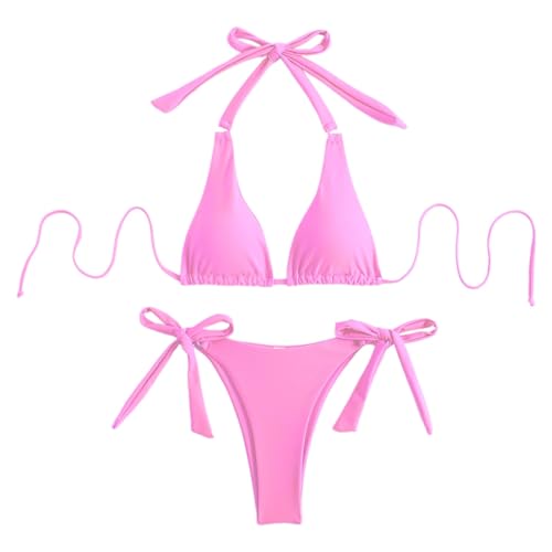 Conjunto de Bikinis para Mujer Push Up Bikini Traje de baño de Tanga de Cintura Baja Trajes de baño Conjunto de Bikini Reversible Lace Up Laderal Traje de Baño de 2 Piezas Baño for Viajes La Natacion