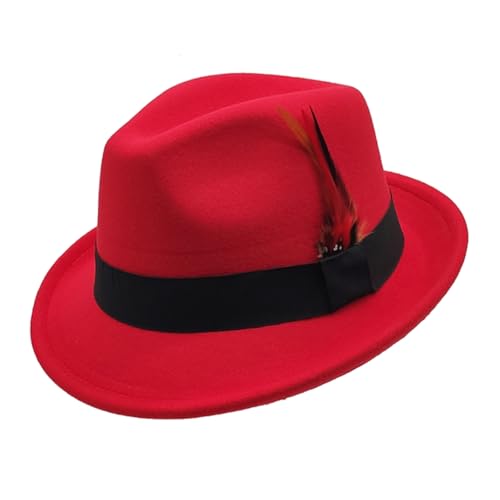 Image of Unisex Trilby Hats Classic Fedora Hats for Women Men Dress Hats Felt Short Brim Fedoras Hat Panama Hat with Band