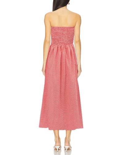 Image of Aigeman Women Strapless Tube Maxi Dress Flowy Swing Long Beach Sundress Sleeveless Boho Summer Dress with Pokets 330
