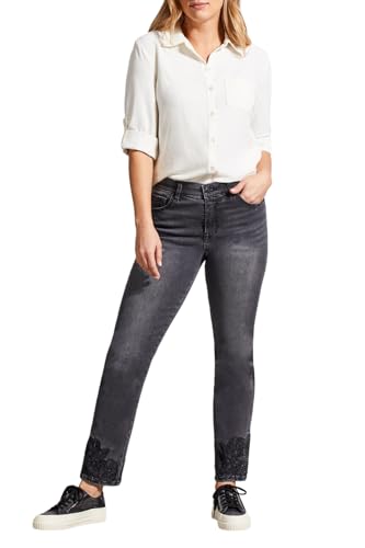 Tribal Women's Sophia Curvy Embroidered Straight Leg Jeans