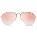 SOJOS Men's Women's Sunglasses, Classic Semi Metal Frame SJ1106 with Gold Frame/Gradient Pink Mirrored Lens