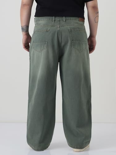 Image of Urbano Plus Men's Loose Baggy Fit Heavy Washed Jeans Non-Stretchable