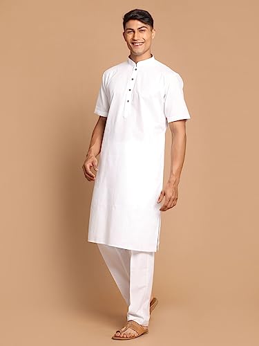 Image of VASTRAMAY Men's Cotton Linen Kurta Pyjama Set (1)