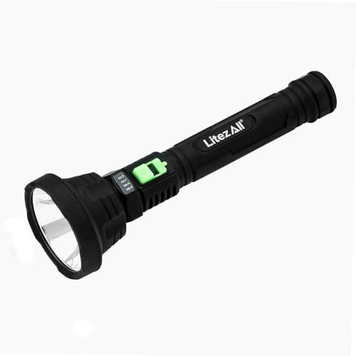 LitezAll Rechargeable Soft Touch LED Flashlight, 70 Lumens, Hybrid Beam, Compact Ultra Lite Flashlight with Tough Resin Body, Rubberized Grip, Long Runtime – USB Charging for Home, Work & Outdoors