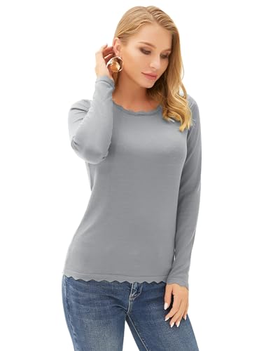 Image of GRACE KARIN Women's High Stretchy Long Sleeve Pullover Sweater Blouse Top