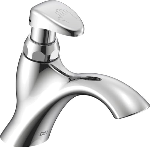 Delta Faucet 87T105 87T Single Hole Metering Slow-Close Bathroom Faucet, Chrome,6.36 x 1.91 x 6.36 inches