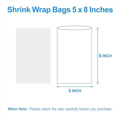 Image of Heat Shrink Wrap Bags 200Pcs 5x8 Inches Professional Grade POF Heat Shrink Wrap is Used to Store Wrap Embellished, Gift Baskets, Shoes, Jars, Industrial Grade PVC Shrink Wrap Bags Transparent