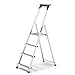 Produktbild DRABEST Aluleiter mit Ablage, Stehleiter 4 Stufen, Trittleiter bis 125 kg, Haushaltleiter, Klapptrittleiter (4 Stufen)
